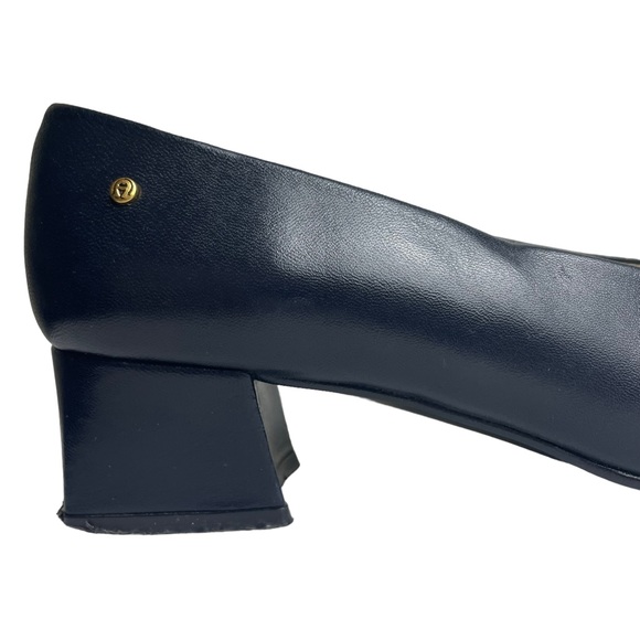 ETIENNE AIGNER Sarah Dark Navy Squared Toe Leather Low Heel Pumps - Size 7 M - Picture 7 of 16